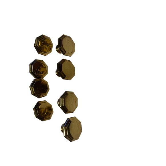8 Octagon Knob Solid Brass Kitchen Cabinet Dresser Hardware - Picture 2 of 4